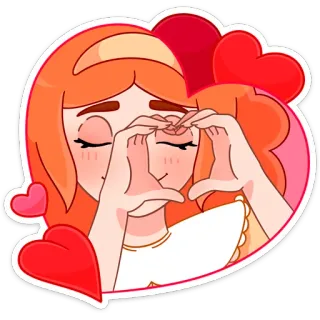❤️ 만화, 소녀, 하트, 사랑, 로맨틱, 귀여운 telegram sticker