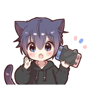 🌟 애니메이션, 고양이 귀, 비디오 게임, 귀여운, 카와이, SD캐릭터, 만화 telegram sticker