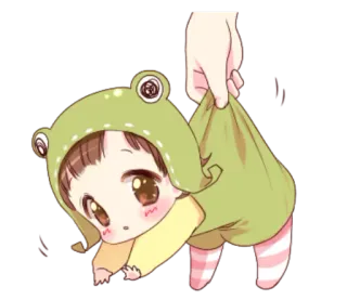 😶 bebé, rana, lindo, dibujos animados, niño, disfraz de animal telegram sticker
