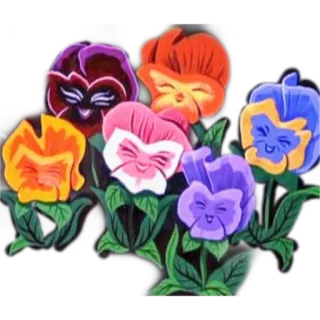 💐 花, 三色堇, 卡通, 微笑, 花卉, 植物 whatsapp sticker