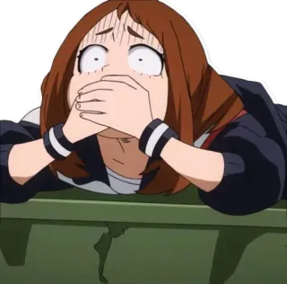 🤢 Ochaco Uraraka My Hero Academia anime, My Hero Academia, Ochaco Uraraka, character, surprised, worried telegram sticker