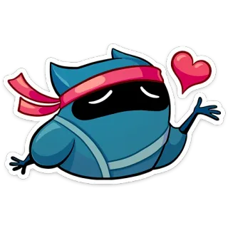 😘 cartoon, ninja, heart, love, cute, anime whatsapp sticker