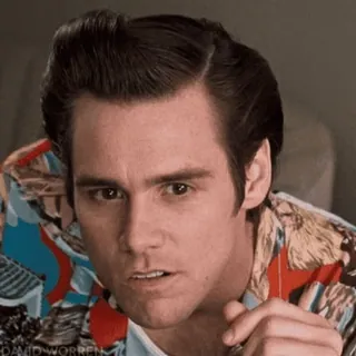 😮‍💨 Ace Ventura Ace Ventura: Pet Detective Ace Ventura, Psi detektyw, Jim Carrey, komedia, film, śmieszne, ekspresja, aktorstwo telegram sticker