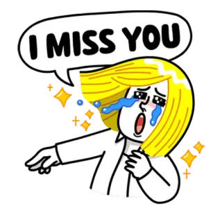 😘 I MISS YOU пропал, слёзы, плачет, грустный, мультфильм telegram sticker
