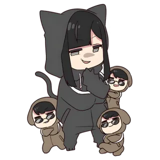 😏 Anime, Kucing, Kartun, Chibi, Imut, Hoodie, Kacamata telegram sticker