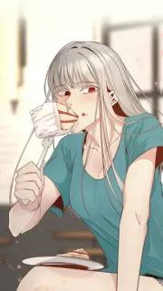 🍰 여자, 먹는, 케이크, 여성, 애니메이션, 일러스트 telegram sticker