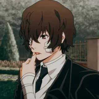 🖤 Osamu Dazai Bungou Stray Dogs Anime, Dazai, Bungou Stray Dogs, Bandaże, Manga, Postać telegram sticker