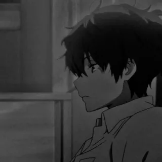 🙁 Anime, Retrato, Blanco y negro, Personaje, Manga, Chico telegram sticker