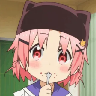 🎈 Anime, Cartoon, Niedlich, Kawaii, Mädchen, Essen, Gabel telegram sticker