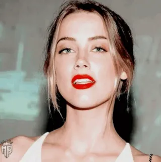 💋 Amber Heard актриса, знаменитость, портрет, красная помада telegram sticker
