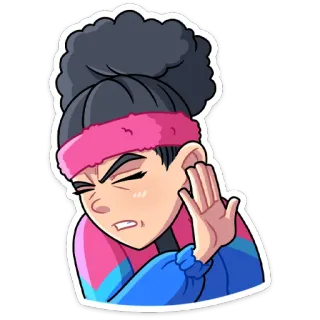 😖 cartoon, woman, hand, stop, gesture, expression telegram sticker