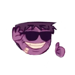 👍 lunettes de soleil, emoji, violet, visage, sourire, pouce levé whatsapp sticker