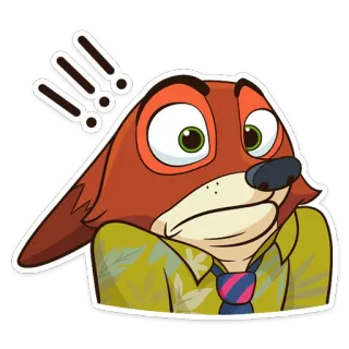 😬 Nick Wilde Zootopia 漫画, 動物, キツネ, キャラクター, 表情, びっくり telegram sticker