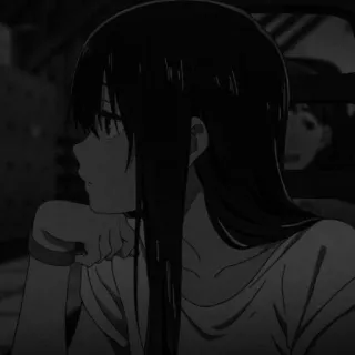 🈲 anime, dziewczyna, kobieta, czarne włosy, manga, portret telegram sticker