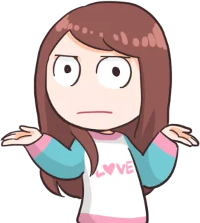 🤷‍♀️ LOVE desenho animado, menina, amor, dando de ombros, confusão, pergunta, fofo telegram sticker