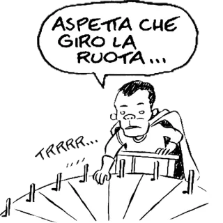 🤔 ASPETTA CHE GIRO LA RUOTA... dibujos animados, italiano, rueda, esperando telegram sticker