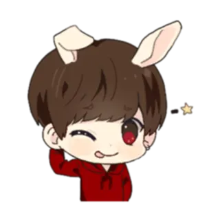 😋 Dibujos animados, Orejas de conejo, Chibi, Guiño, Mono telegram sticker