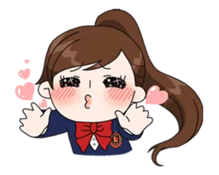 😚 Аниме, Школьница, Сердце, Поцелуй, Милый, Мультфильм whatsapp sticker