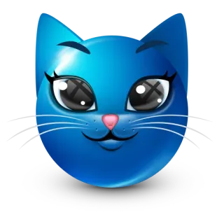 😺 gato, azul, lindo, dibujo animado, animal, emoji, pegatina whatsapp sticker