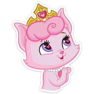 😊 chat, princesse, couronne, mignon, animal, kawaii, rose, dessin animé telegram sticker