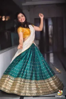 💃 vrouw, Indiase kleding, lehenga, traditionele kleding, glimlachend, dans, portret telegram sticker