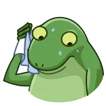 😥 grenouille, transpiration, épuisé, fatigué, vert, dessin animé, mignon whatsapp sticker