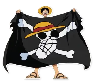 ☠️ Monkey D. Luffy One Piece One Piece, Anime, Cráneo, Pirata, Bandera, Monkey D. Luffy whatsapp sticker