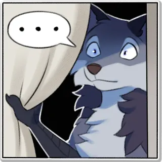 😐 ... animal, wolf, cartoon, speech bubble, expression, comic telegram sticker