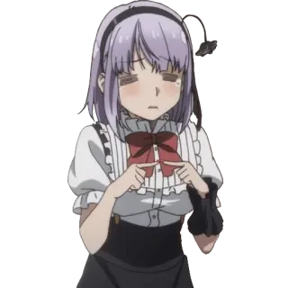 😞 anime, girl, character, purple hair, cute, shy, blush whatsapp sticker