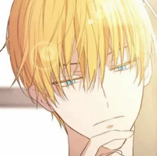 🌻 người đàn ông, hoạt hình, anime, chân dung, tóc vàng, trầm ngâm telegram sticker