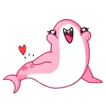 😏 narwhal, merah muda, kartun, imut, hewan, anjing laut, hati, kawaii whatsapp sticker