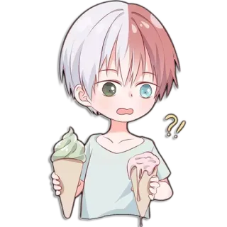 ❓ Shoto Todoroki My Hero Academia anime, manga, ice cream, chibi, cute, Todoroki, My Hero Academia telegram sticker