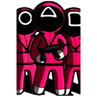 😈 Squid Game squid game, characters, guns, masks, pink suits telegram sticker