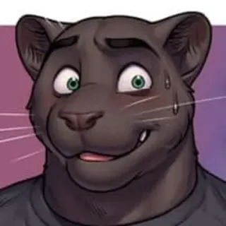 😅 anthropomorphic, panther, cartoon, sweat, nervous whatsapp sticker
