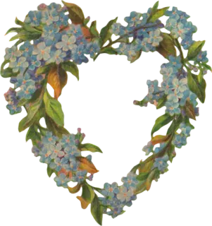 💜 cuore, fiori, floreale, blu, foglie, natura, amore, ghirlanda whatsapp sticker