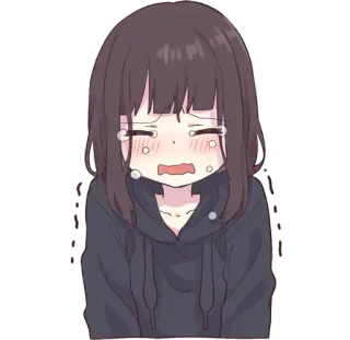😢 animé, pleurer, triste, fille, larmes, émotionnel telegram sticker
