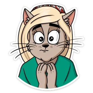 😕 cartoon, cat, woman, sticker telegram sticker
