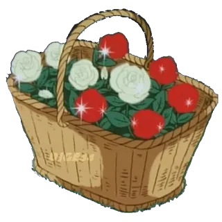 🌷 корзина, цветы, розы, цветочный, красный, белый whatsapp sticker