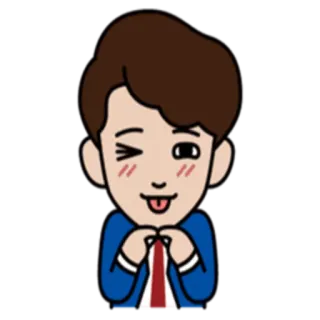 💙 cartoon, man, winking, tongue out, cute, happy, flirty whatsapp sticker