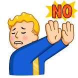 🙌 Vault Boy Fallout NO Fallout, Vault Boy, No, Negación, Alto, Advertencia telegram sticker
