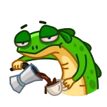 ☕️ lucertola, caffè, assonnato, esausto, stanco whatsapp sticker