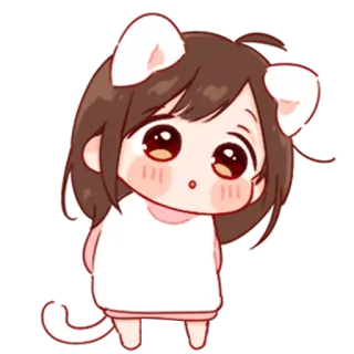 💞 Anime, Gato, Chica, Kawaii, Lindo, Chibi whatsapp sticker