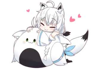 🥰 Shirakami Fubuki Hololive anime, cute, kawaii, vtuber, fox girl, hololive, fanart whatsapp sticker