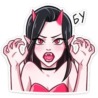 👻 BY quỷ, cô gái, anime, ma cà rồng, răng nanh whatsapp sticker