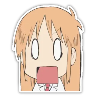 😱 Hakase Shinonome Nichijou anime, kreskówka, zszokowany, zaskoczony, Nichijou, Hakase, naukowiec telegram sticker