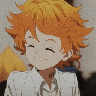 🍊 Emma The Promised Neverland 63194 animé, manga, souriant, joyeux, personnage, Emma, The Promised Neverland, roux telegram sticker