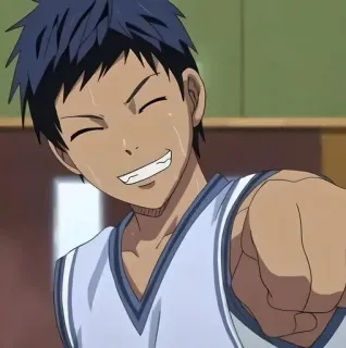 😀 Aomine Daiki Kuroko no Basket 애니메이션, 농구, 스포츠, 미소, 캐릭터 telegram sticker
