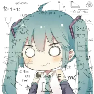 🤨 Hatsune Miku Hatsune Miku, Anime, Vocaloid, Chibi, Matematika, Meme telegram sticker