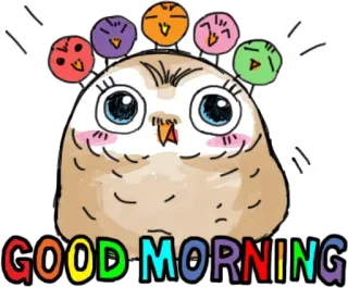 😲 GOOD MORNING сова, доброе утро, привет, птицы telegram sticker