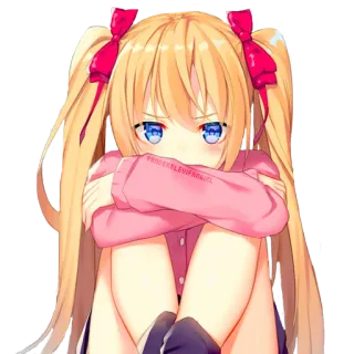 😤 อนิเมะ, ผู้หญิง, น่ารัก, สีชมพู, โบว์, ผมบลอนด์ telegram sticker